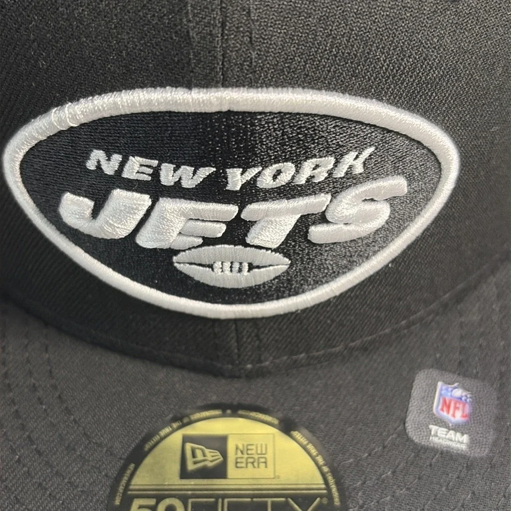 New Era 59FIFTY New York Jets Fitted Hat Cap Black Size 6 3/4 NFL New w/ Tags